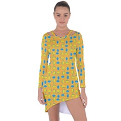 Lemons Ongoing Pattern Texture Asymmetric Cut-out Shift Dress