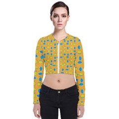 Lemons Ongoing Pattern Texture Long Sleeve Zip Up Bomber Jacket