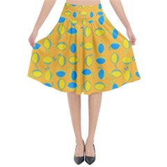 Lemons Ongoing Pattern Texture Flared Midi Skirt by Mariart