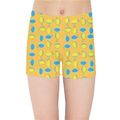 Lemons Ongoing Pattern Texture Kids  Sports Shorts by Mariart