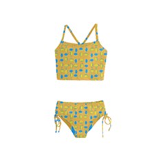 Lemons Ongoing Pattern Texture Girls  Tankini Swimsuit