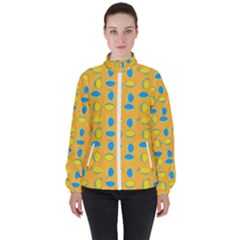 Lemons Ongoing Pattern Texture Women s High Neck Windbreaker