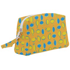 Lemons Ongoing Pattern Texture Wristlet Pouch Bag (large)