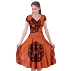 Elegant Decorative Celtic, Knot Cap Sleeve Wrap Front Dress by FantasyWorld7