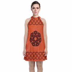 Elegant Decorative Celtic, Knot Velvet Halter Neckline Dress  by FantasyWorld7