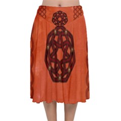 Elegant Decorative Celtic, Knot Velvet Flared Midi Skirt by FantasyWorld7