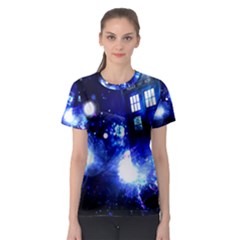 Tardis Background Space Women s Sport Mesh Tee