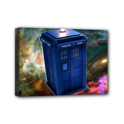 The Police Box Tardis Time Travel Device Used Doctor Who Mini Canvas 7  X 5  (stretched) by Sudhe