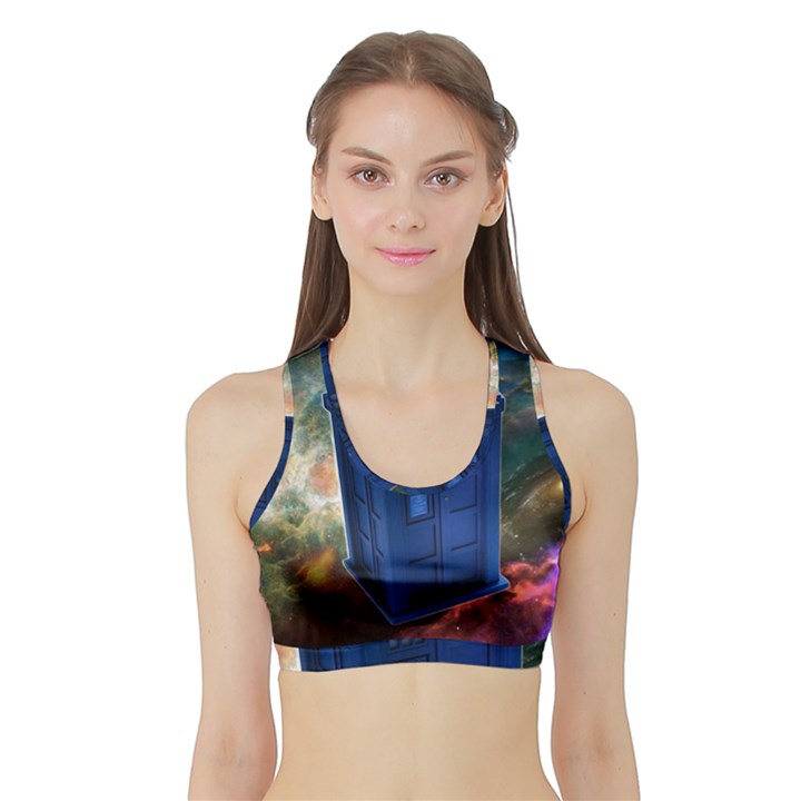 The Police Box Tardis Time Travel Device Used Doctor Who Sports Bra with Border