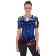 The Police Box Tardis Time Travel Device Used Doctor Who Shoulder Cut Out Short Sleeve Top by Sudhe