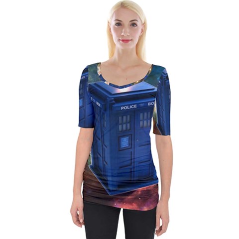 The Police Box Tardis Time Travel Device Used Doctor Who Wide Neckline Tee by Sudhe