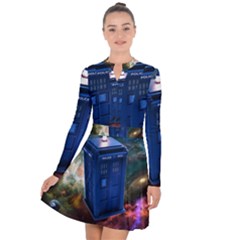 The Police Box Tardis Time Travel Device Used Doctor Who Long Sleeve Panel Dress by Sudhe