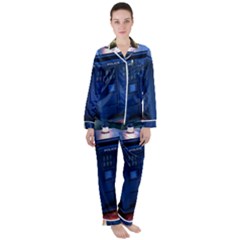 The Police Box Tardis Time Travel Device Used Doctor Who Satin Long Sleeve Pyjamas Set