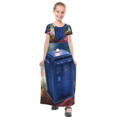 The Police Box Tardis Time Travel Device Used Doctor Who Kids  Short Sleeve Maxi Dress by Sudhe