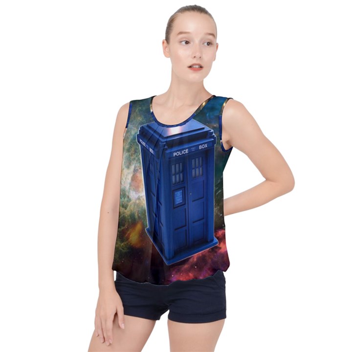 The Police Box Tardis Time Travel Device Used Doctor Who Bubble Hem Chiffon Tank Top