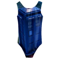 The Police Box Tardis Time Travel Device Used Doctor Who Kids  Cut-out Back One Piece Swimsuit by Sudhe