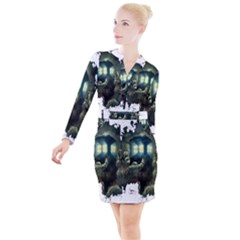 Time Machine Doctor Who Button Long Sleeve Dress