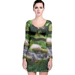 Chicago Garden of the Phoenix Long Sleeve Velvet Bodycon Dress