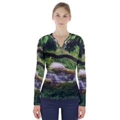 Chicago Garden of the Phoenix V-Neck Long Sleeve Top