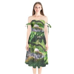 Chicago Garden of the Phoenix Shoulder Tie Bardot Midi Dress