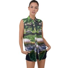 Chicago Garden of the Phoenix Sleeveless Chiffon Button Shirt