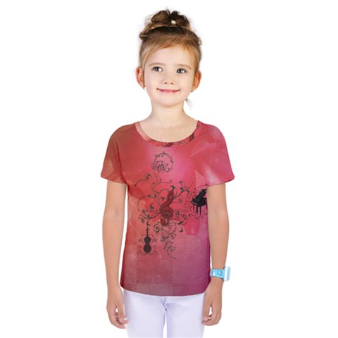 Decorative Clef With Piano And Guitar Kids  One Piece Tee by FantasyWorld7