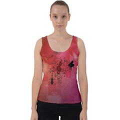 Decorative Clef With Piano And Guitar Velvet Tank Top by FantasyWorld7