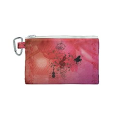 Decorative Clef With Piano And Guitar Canvas Cosmetic Bag (small) by FantasyWorld7