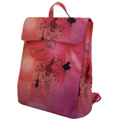 Decorative Clef With Piano And Guitar Flap Top Backpack