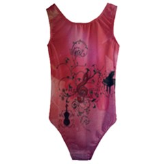 Decorative Clef With Piano And Guitar Kids  Cut-out Back One Piece Swimsuit