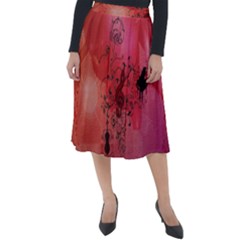 Decorative Clef With Piano And Guitar Classic Velour Midi Skirt  by FantasyWorld7