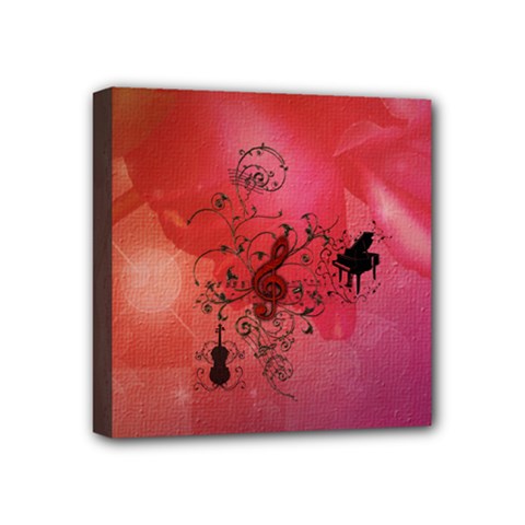 Decorative Clef With Piano And Guitar Mini Canvas 4  X 4  (stretched) by FantasyWorld7