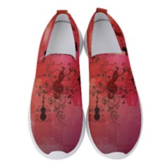 Decorative Clef With Piano And Guitar Women s Slip On Sneakers