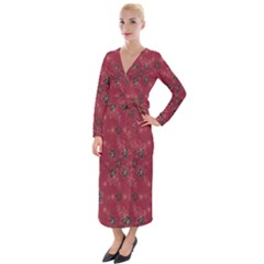 Modern Floral Collage Print Pattern Modern Floral Collage Print Pattern Velvet Maxi Wrap Dress