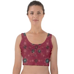 Modern Floral Collage Print Pattern Modern Floral Collage Print Pattern Velvet Crop Top