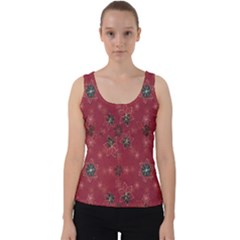 Modern Floral Collage Print Pattern Modern Floral Collage Print Pattern Velvet Tank Top