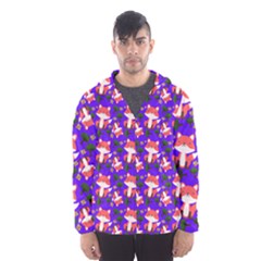 Fox And Trees Pattern Blue Men s Hooded Windbreaker