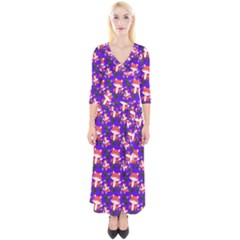 Fox And Trees Pattern Blue Quarter Sleeve Wrap Maxi Dress by snowwhitegirl