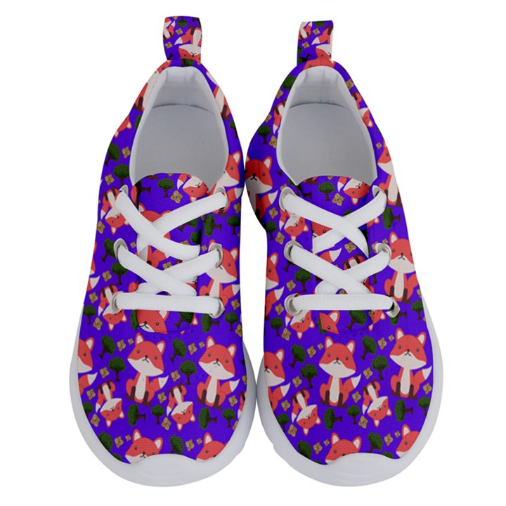 Fox And Trees Pattern Blue Running Shoes