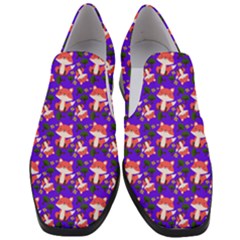 Fox And Trees Pattern Blue Slip On Heel Loafers