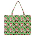 Fox And Trees Pattern Green Zipper Medium Tote Bag View1