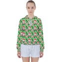 Fox And Trees Pattern Green Women s Tie Up Sweat View1