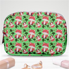 Fox And Trees Pattern Green Make Up Pouch (small)