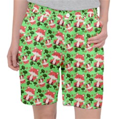 Fox And Trees Pattern Green Pocket Shorts