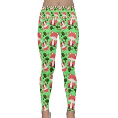 Fox And Trees Pattern Green Lightweight Velour Classic Yoga Leggings