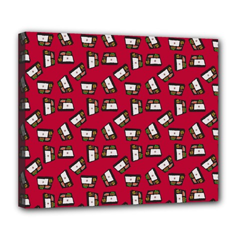 Bento Lunch Red Deluxe Canvas 24  X 20  (stretched) by snowwhitegirl