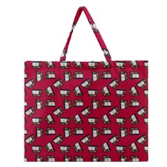 Bento Lunch Red Zipper Large Tote Bag by snowwhitegirl