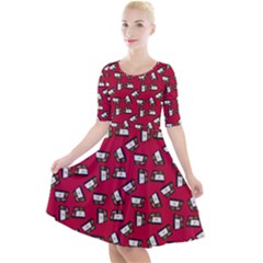 Bento Lunch Red Quarter Sleeve A-line Dress by snowwhitegirl