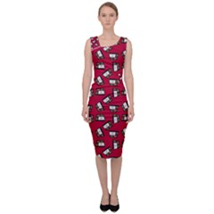 Bento Lunch Red Sleeveless Pencil Dress