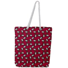 Bento Lunch Red Full Print Rope Handle Tote (large) by snowwhitegirl